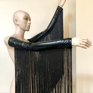 Leather arm cuff fringe